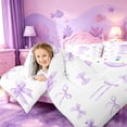 thumbnail image 3 of meiyoeat Princess Bowknot Monogram P Full Size Comforter Sets,Purple Watercolor Initial Letter Bedding Comforter Set For Girl,Reversible,3pcs,1 Comforter and 2 Pillowcases, 3 of 7