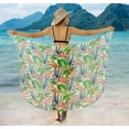thumbnail image 4 of LA LEELA Women's Sheer Chiffon Bikini Wrap Bathing Suit Sarong Swimwear Cover ups Beach Wraps for Women Pareo One Size Multicolor, Leaves, 4 of 5