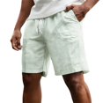 thumbnail image 2 of Mens Striped Casual Shorts Summer Beach Elastic Waist Drawstring Shorts with Pockets Mens Athletic Gym Shorts Daily Wear Walking Summer Outfit Green S, 2 of 5