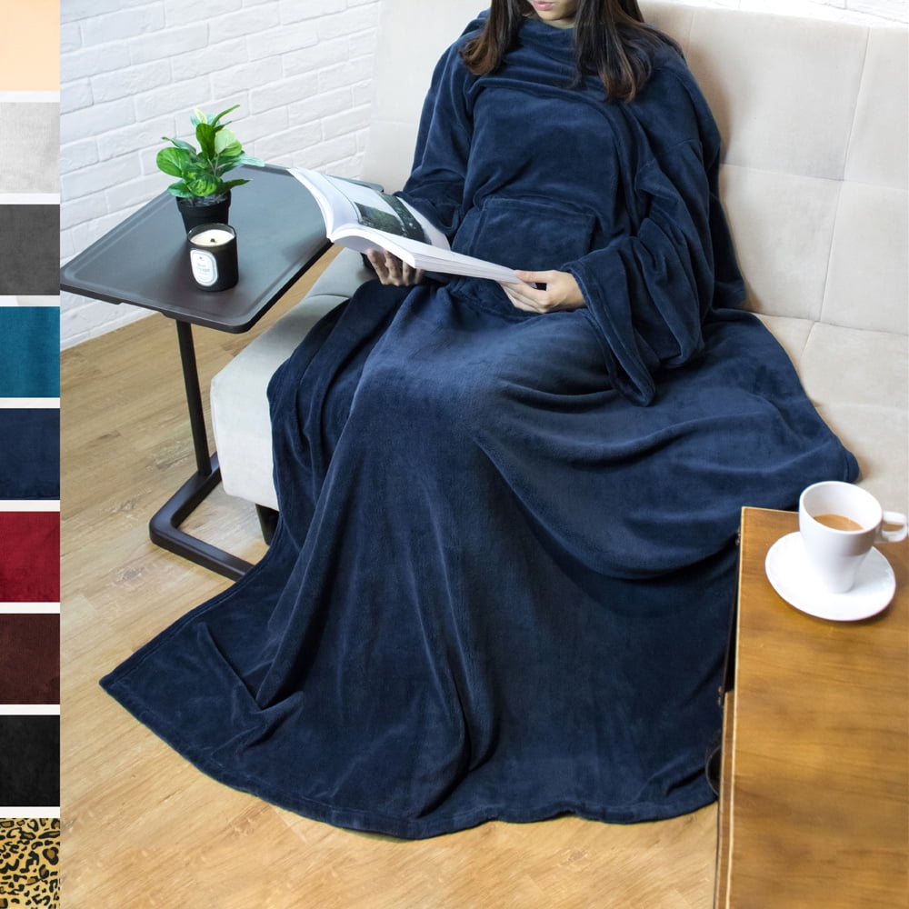 Premium Fleece Blanket with Sleeves for Adult, Women, Men Warm, Cozy