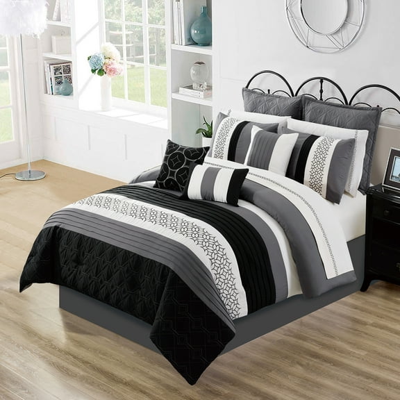 Safdie & Co. 7-piece Polyester Maddox King Comforter Set in Multi-Color