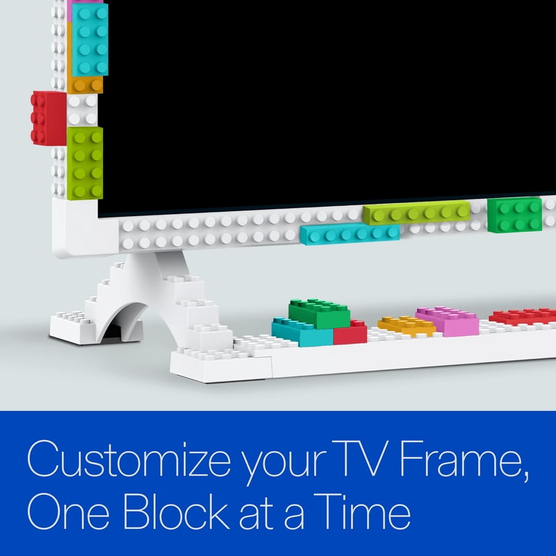 onn 32" 1080P FHD Building Block Smart Roku TV - White (TVBBWTE36014570) front and back view