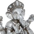 thumbnail image 5 of 11" x 12" Silver Polystone Meditating Ganesh Sculpture with Engraved Carvings and Relief Detailing, by DecMode, 5 of 10