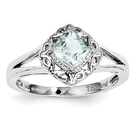 Primal Silver Sterling Silver Rhodium Aquamarine Square Ring