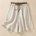 thumbnail image 2 of BLVB Summer Shorts for Women Casual Solid Color Elastic Waist Drawstring Cotton Linen Shorts with Pockets, 2 of 7