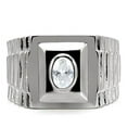 thumbnail image 4 of Anillo Color Plata Para Hombres de Acero Inoxidable Escalones a Diamante, 4 of 5