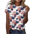 thumbnail image 2 of ShiShine Women's 4th of July Shirts Crew Neck USA Flag Short Sleeve Retro Loose Patriotic Anniversary Patriotic Tops S-5XL, 2 of 7