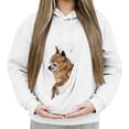 thumbnail image 5 of CCRFTGI Cat Dog Pouch Hoodie for Women Fuzzy Kangaroo Kitten Puppy Holder Hoodie Fleece Cat Carrying Hoodie Wearable Dog Carrier Sweatshirt White L, 5 of 7
