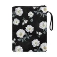 thumbnail image 2 of HELLHERO 11.42 x 8.66 Inch Polyester Fabric Notebook Wraps - Protector Wrap Bag for Books, Magazines, and Stationery, Paperbacks, Black Floral Lattice, 2 of 8