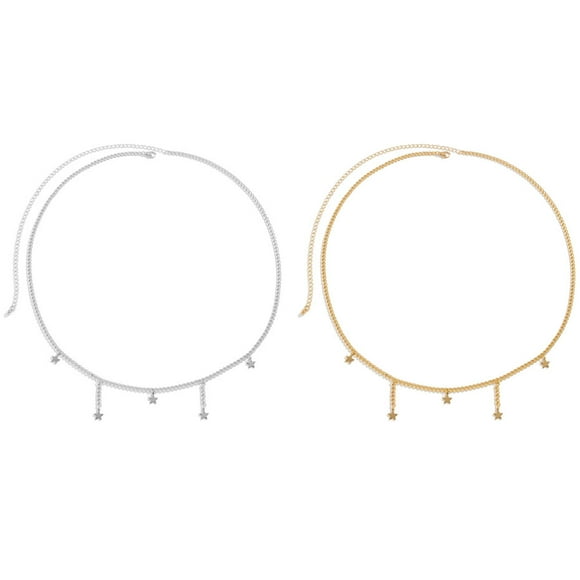 2pcs Waist Chain Belly Chain Stomach Chain Body Jewelry Accessories for Women and Girls, Gold+Silver, 68+25cm