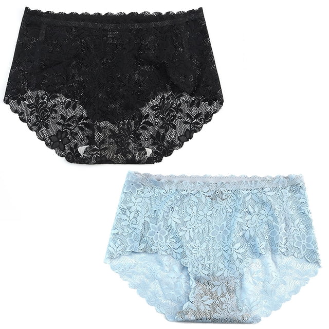 Bragas de encaje sexys de 2 piezas para mujer, bragas de cintura alta para mujer