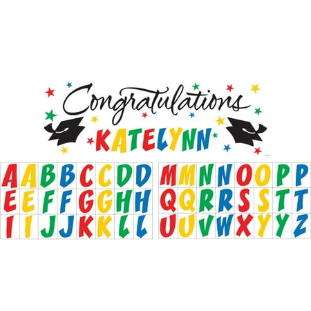 Party Central Pack of 6 Vibrantly Colored Congratulations Giant Party Banners with Alphabet Stickers