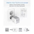 thumbnail image 3 of Adaptador de enchufe de viaje TESSAN 6 en 1 con 3 salidas de CA y 3 USB tipo C, 3 of 7