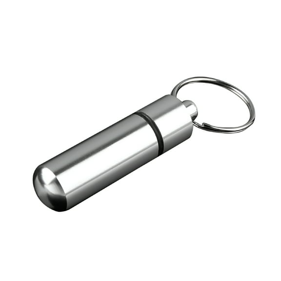 ACDANC Slim Single Chamber Keychain Pill Holder,Stainless Steel Pill Keychain Container,Waterproof Pill Case,Compact with Customizable Chambers,Stores 9 Aspirin-Sized Tablets