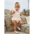 thumbnail image 4 of BemeyourBBs Newborn Baby Girls Summer Clothes Cute Infant Baby Girl 2 Piece Outfits Adorable Solid Color Flying Short Sleeve Button Down Ruffle Tank Tops and Shorts Set, 4 of 9