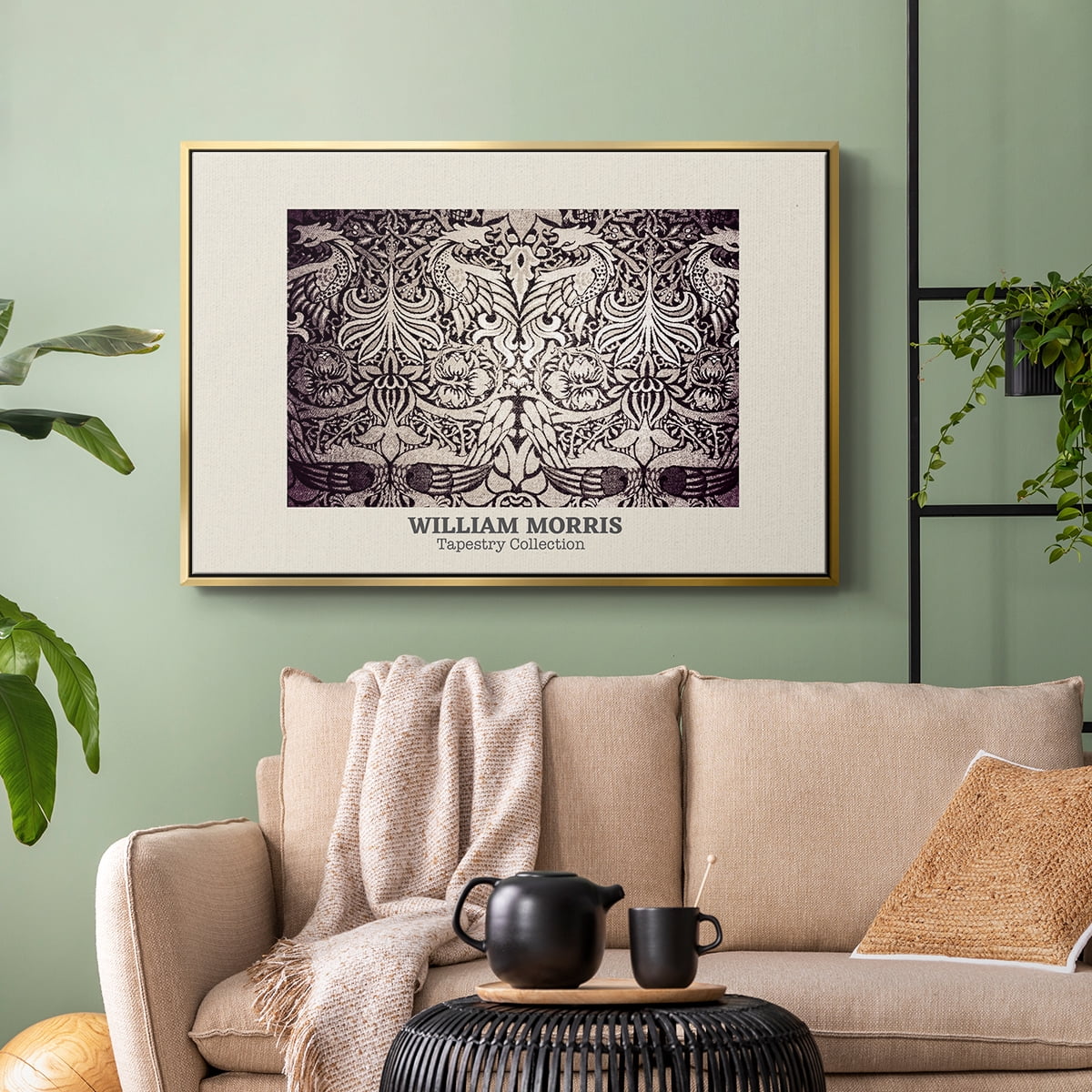 Vintage Abstract Print-XXXVI Framed in Gold Wood Gallery Wrapped Canvas 17 in. x 25 in.
