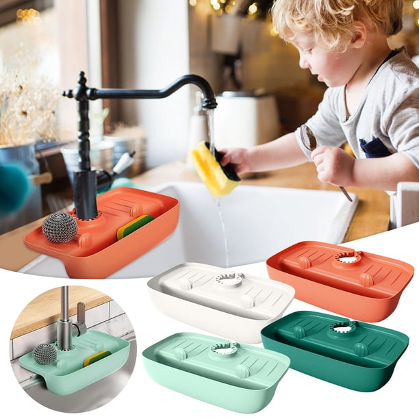Xihbxyly Escurridor de Grifo, Diseño de Rápida Recolección de Agua, Tapete Antideslizante para Encimera, Apertura Ajustable para Un Uso Versátil, Organizador para Fregadero de Cocina, Fácil Almacenam