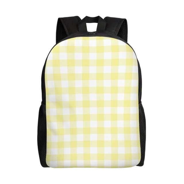 Easygdp Lemon Yellow Checkboard Mochila Versátil y Elegante: Comodidad, Almacenaje y Durabilidad para la Universidad, Trabajo, Viajes y Uso Diario