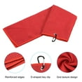 thumbnail image 4 of Unique Bargains 20'x16' Golf Towels Tri Fold Grid Texture Towels Soft Fiber with D Clip Red 2 Pack, 4 of 5