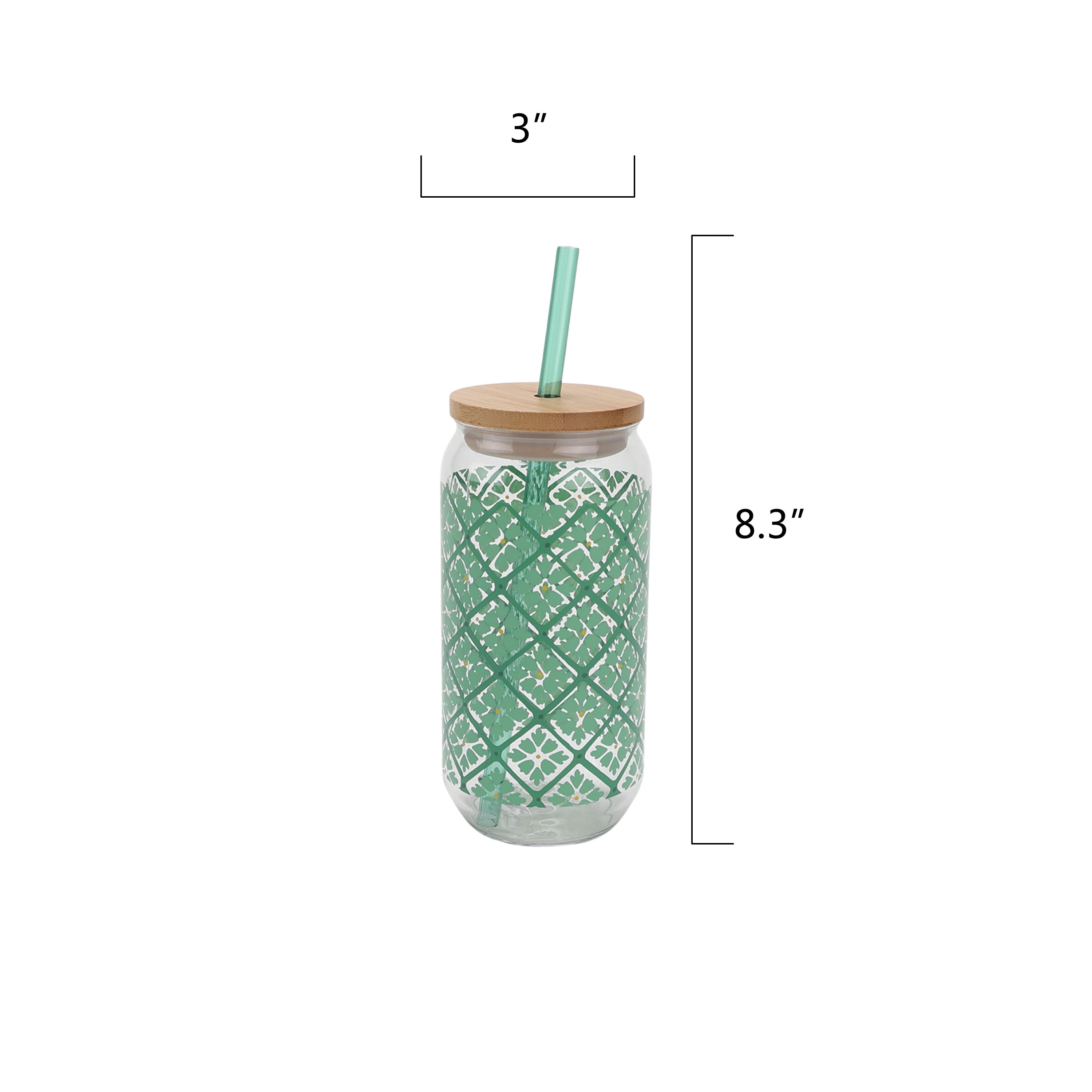 Mainstays by Becky G. & Alejandra 20-Ounce Acrylic Can Shape Tumbler, Green Tile Pattern