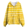 thumbnail image 5 of larppty Women's Striped Full Zip Hoodies Oversized Sweatshirts Long Sleeve Trendy Fall Fashion Hoodies Jacket Tops with Pocket (Yellow, 5XL), 5 of 9