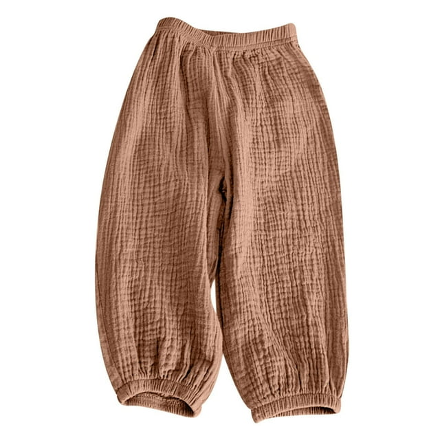 Huvoen Toddler Baby Boy's Pull On Cotton Jogger Pants Toddler Kids Baby Girls Fashion Cute Sweet Elasticity Flared Pants Trousers Pants Leggings Coffee 2-3Years