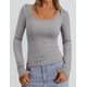 thumbnail image 2 of Remera PRETTYGARDEN de canalé manga larga con escote redondo gris S, 2 of 4