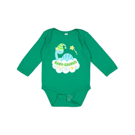 

Inktastic Baby-Saurus with Cute Blue Dinosaur on a Cloud Gift Baby Boy or Baby Girl Long Sleeve Bodysuit