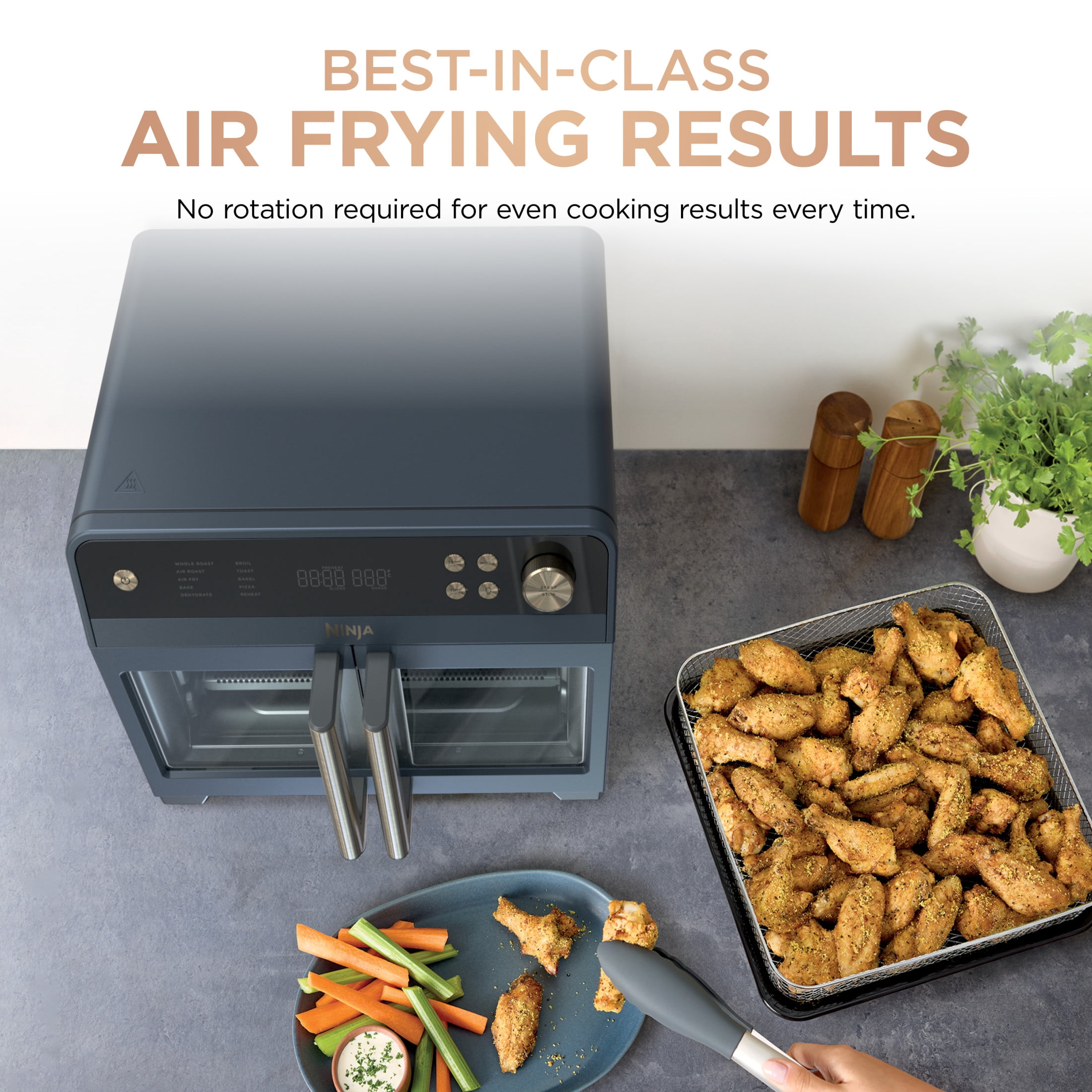 Ninja French Door 10-in-1 Countertop Oven, with Smart Surroundair Technology and Air Fry Function, Dishwasher Safe, 7 Pieces, FO101 Cyberspace