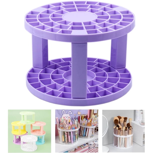 Soporte redondo de plástico para pinceles de pintura de 50 agujeros y organizr para libros, organizr de almacenamiento de pintura acrílica y pinceles de maquillaje, estante de pintura