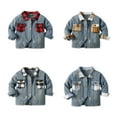 thumbnail image 4 of Odeerbi Kids Boys Girls Winter Coat Plaid Denim Jacket Warm Outerwear Overcoat Fall New Children's Plaid Cropped Jacket Cowboy Short Jacket Blue, 4 of 4