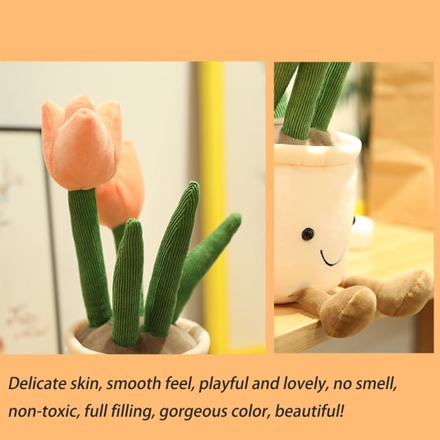 Peluche de tulipán suculento realista de 35 cm, juguete decorativo, muñeco de peluche suave, flores en maceta, almohada para niños y niñas, regalo