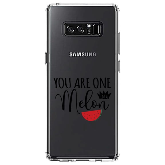 DistinctInk Clear Shockproof Hybrid Case for Samsung Galaxy Note 8 - TPU Bumper Acrylic Back Tempered Glass Screen Protector - You Are One in a Melon Watermelon