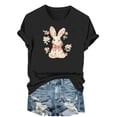 thumbnail image 2 of ClodeEU Women's Cute Rabbit Print Short Sleeve Crewneck T-Shirt ,Casual Summer Tee Black,Womens Plus XXXL, 2 of 6
