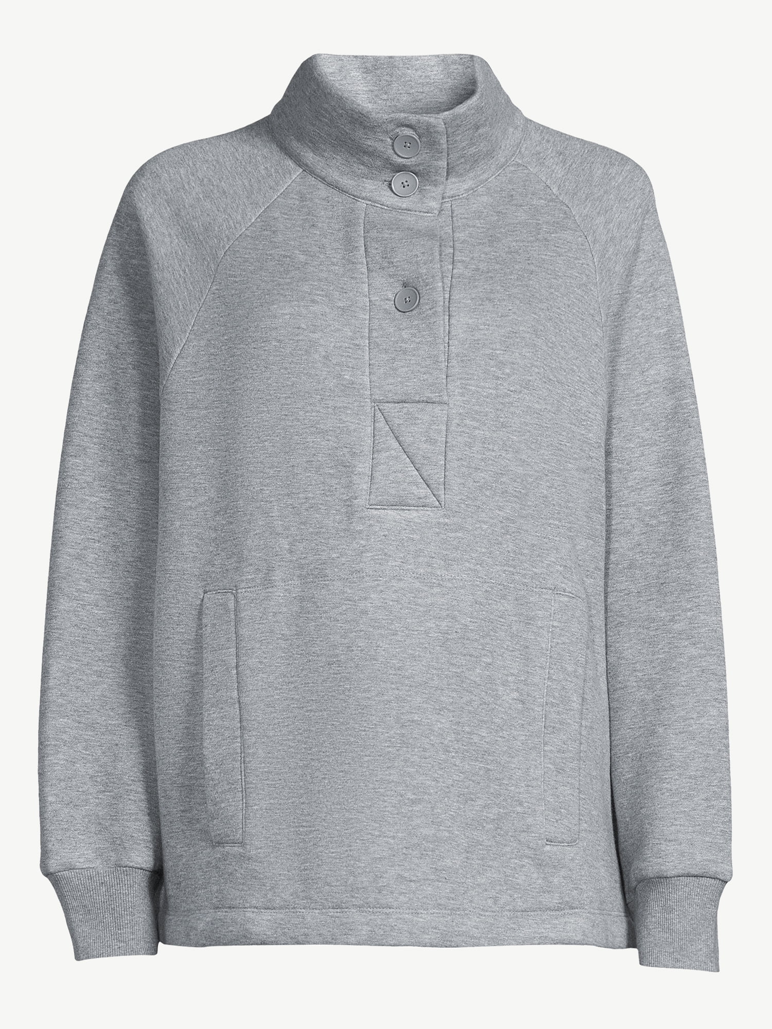 Free Assembly Women's Fleece Popover Sweatshirt with Raglan Sleeves, Size XS-XXXL
