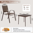 thumbnail image 6 of 5 Piece Outdoor Dining Set, Patio Furniture Set with 4 Armrest Chairs and Steel Slat Table, All-Weather Conversation Set for Patio, Backyard, Deck, Poolside - Brown, 6 of 7