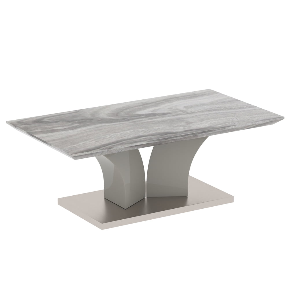 Contemporary Faux Marble & Stainless Steel Coffee Table