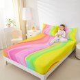thumbnail image 4 of Manfei Colorful Waves Stripe Queen Sheet Sets,Moedern Abstract Geometric Flat Sheet,Multicolor Lines Striped Queen Fitted Sheet For Girls,Luxury Bedroom Decor,4-Piece, 4 of 7