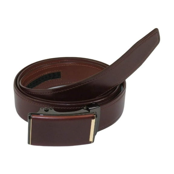 Men VALENTINI Leather Track Belt Adjustable Removable Buckle V502 Brown