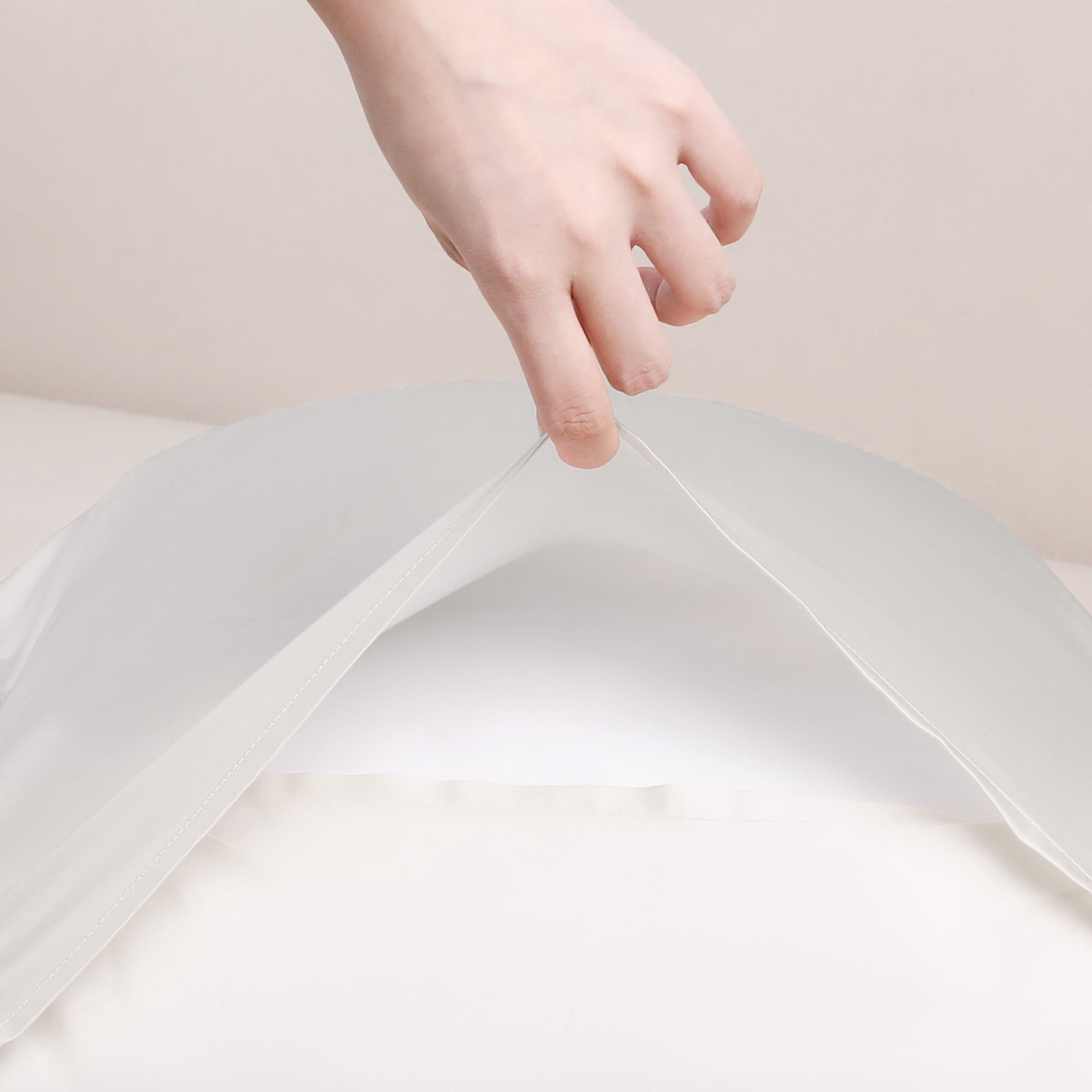 Unique Bargains Satin Pillow Cases Set of 2 Cooling Pillow Covers Queen Beige