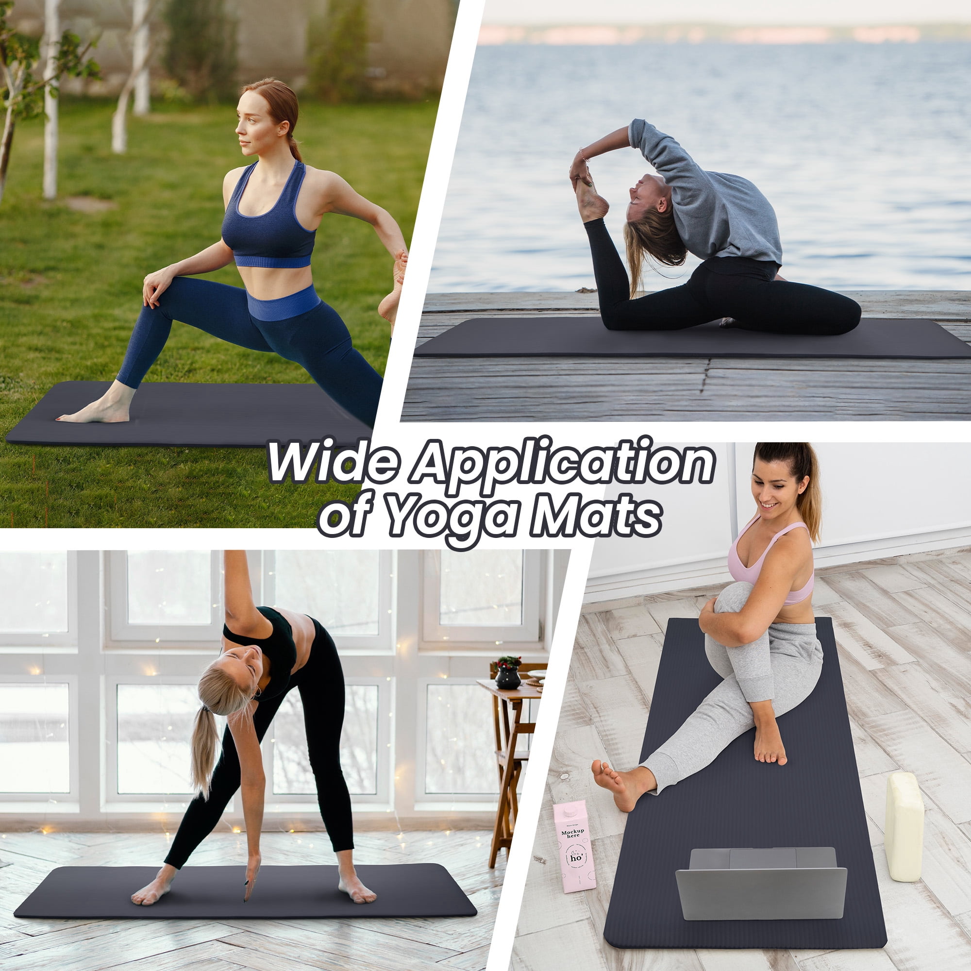BalanceFrom Extra Thick 1/2" Yoga Mat - 71"x24" Non-Slip Exercise Mat with Carrying Strap, High Density Foam for Spine & Joint Support, Easy Clean & Portable for Hom，Travel，Gym