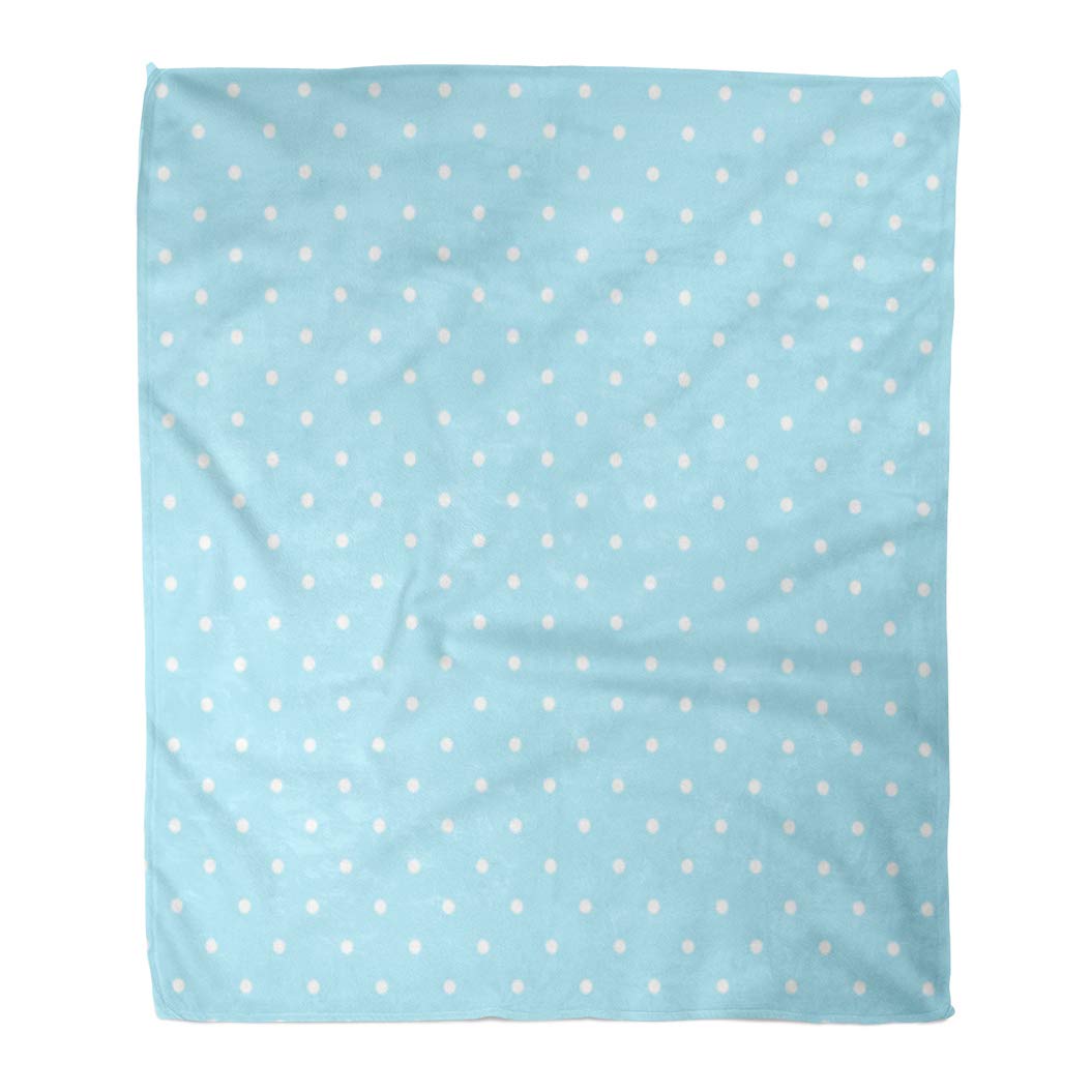 ASHLEIGH Throw Blanket 58x80 Inches Blue Polkadot Dot Pattern Colorful
