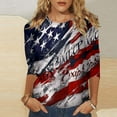 thumbnail image 2 of Women's Independence Day Print Fashion Casual Round Neck 3/4 Sleeve T Shirt Holiday Graphic Tee For Summer Celebrations 6 Women's Tees Womens Long Sleeve Tee Short Sleeve Athletic Top Women S T Shirts, 2 of 5