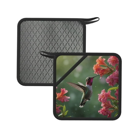 

Sikiie Humming Bird 1 Pot Holders Kitchen Insulation Mats Heat Resistant Pot-Holder Oven Anti-Scald Pads for Cooking Baking 7.1*7.1inch