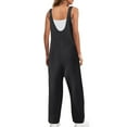 thumbnail image 3 of Womens Ribbed Knit Jumpsuit Sweater Romper Sleeveless Pajamas Loungewear Long Pants Romper With Pockets, 3 of 7