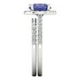 thumbnail image 3 of 2.56 ct Brilliant Round Cut Tanzanite 18K White Gold Halo Solitaire with Accents Engagement Bridal Wedding Ring Band Set size 10.75, 3 of 7