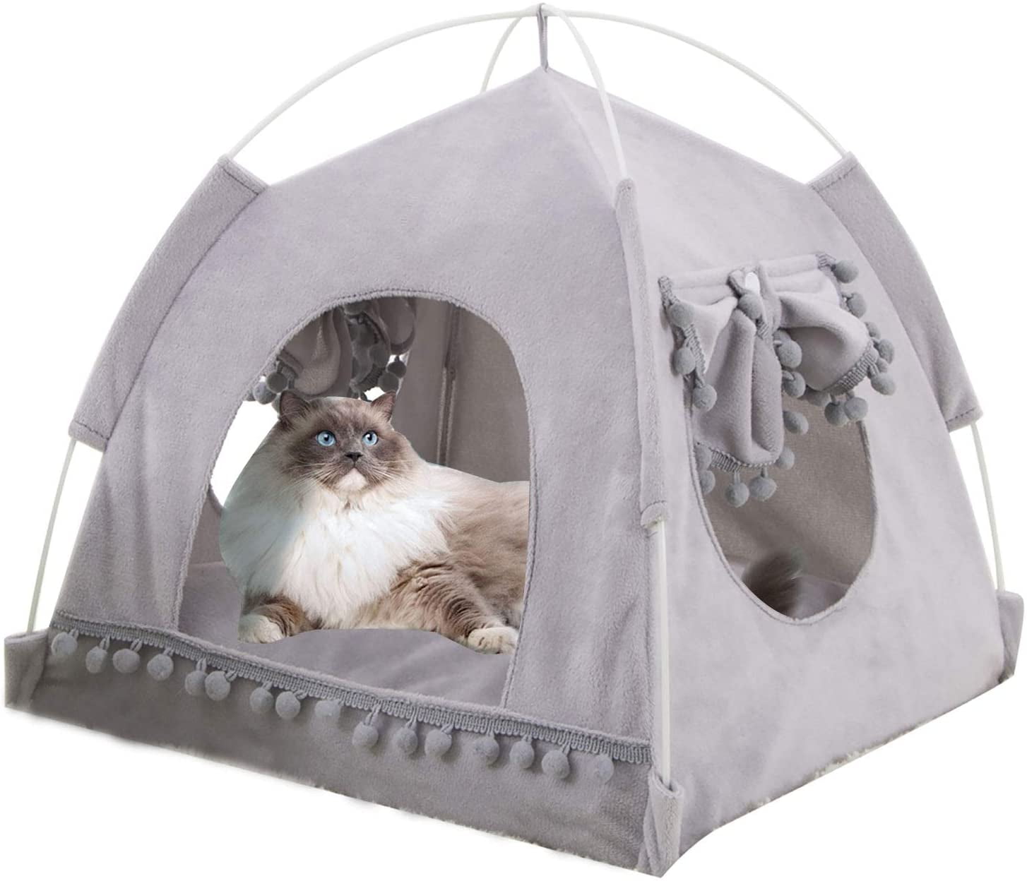 Foldable Pet Cat Play Bed Tent Playing Toy Exercise Kitten Pad Mat Bells House 