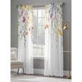 thumbnail image 3 of Sheer Curtains 84 inches Long 2 Panels Set Boho Floral Light Filtering Sheer Drapes Rod Pocket Window Curtains for Living Room/Bedroom, Watercolor Leaves Flowers, 3 of 8