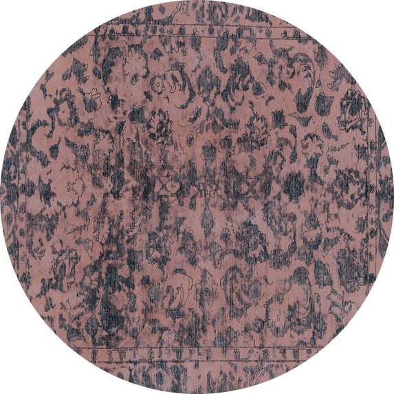 Ahgly Company Indoor Round Abstract Light Blue Modern Area Rugs, 8' Round