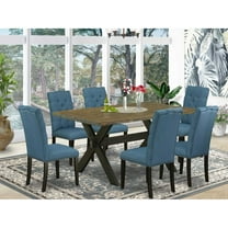 East West Furniture X-Style 7-piece Wood Dining Table Set in Black